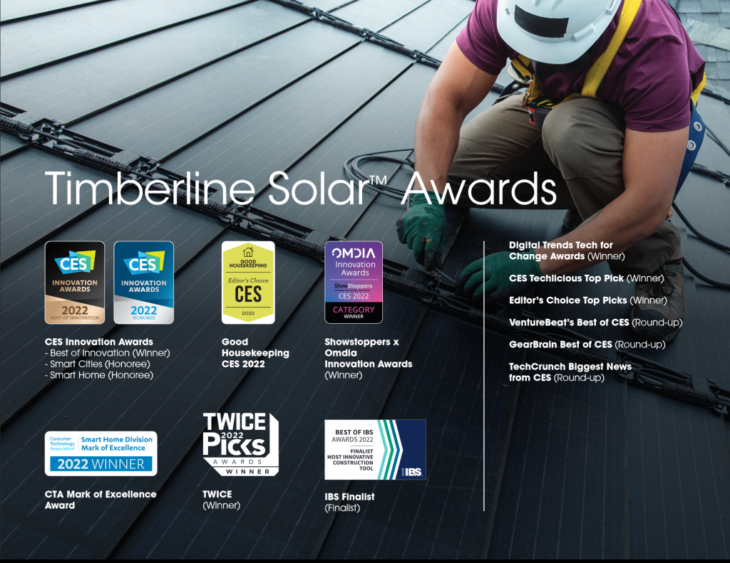GAF Timberline Solar Shingles Awards